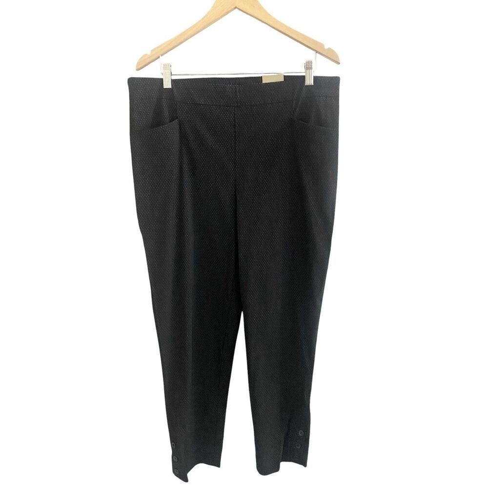 Chico's Micro Dot Slim Ankle Pants Pull On Stretch Black Silver Size 1.5 US 10